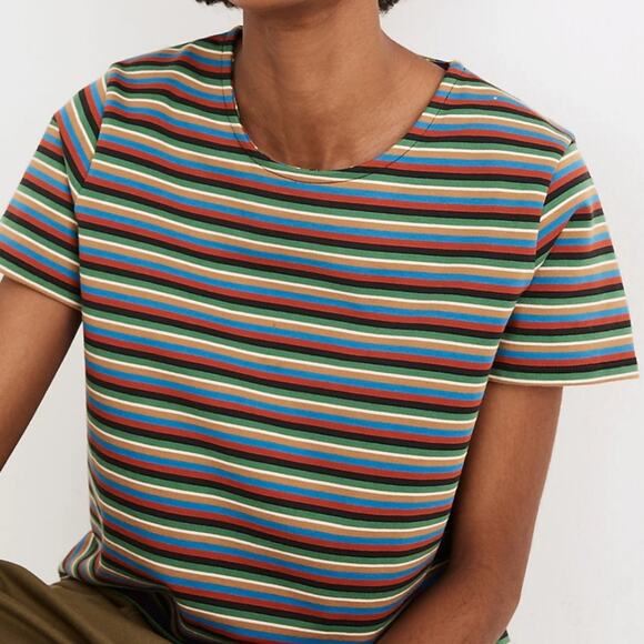 Madewell Luxe Crop Tee in Mathis Stripe XXS - Picture 2 of 10